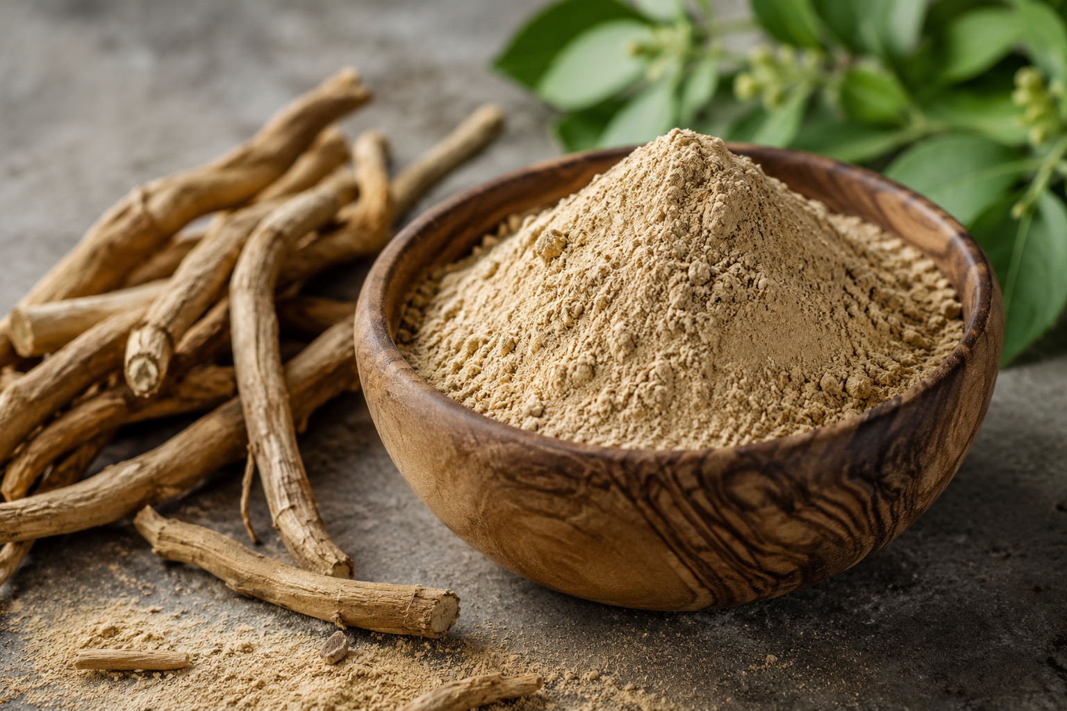 Racines et poudre d'ashwagandha