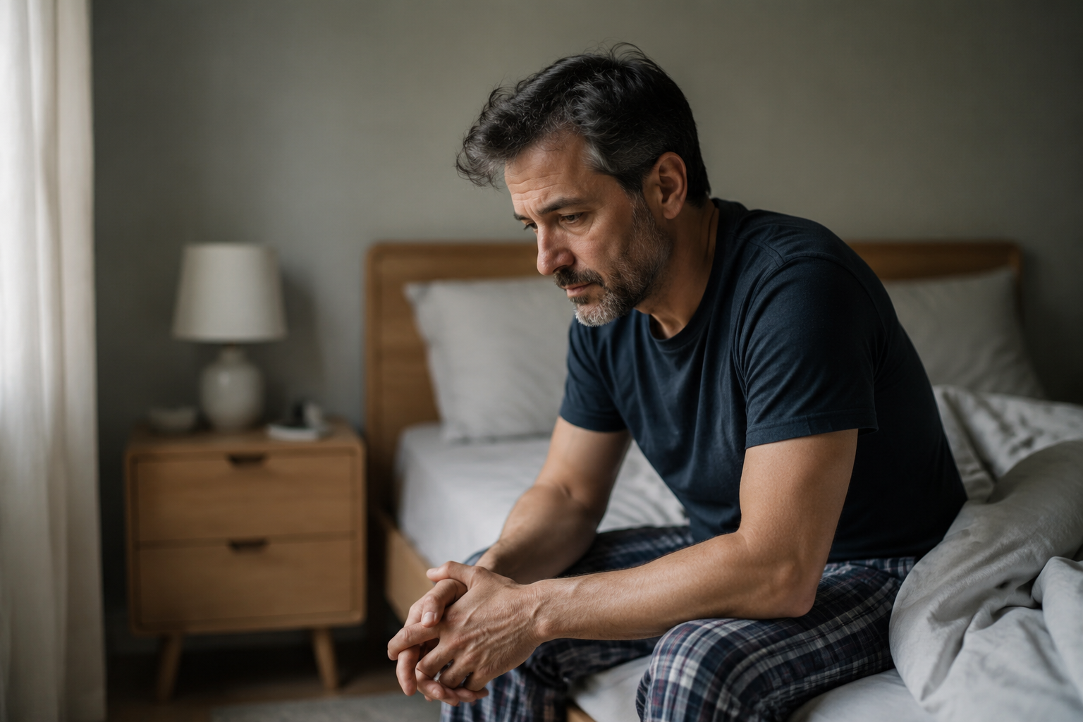 Homme d'âge mûr fatigué, baisse de testostérone