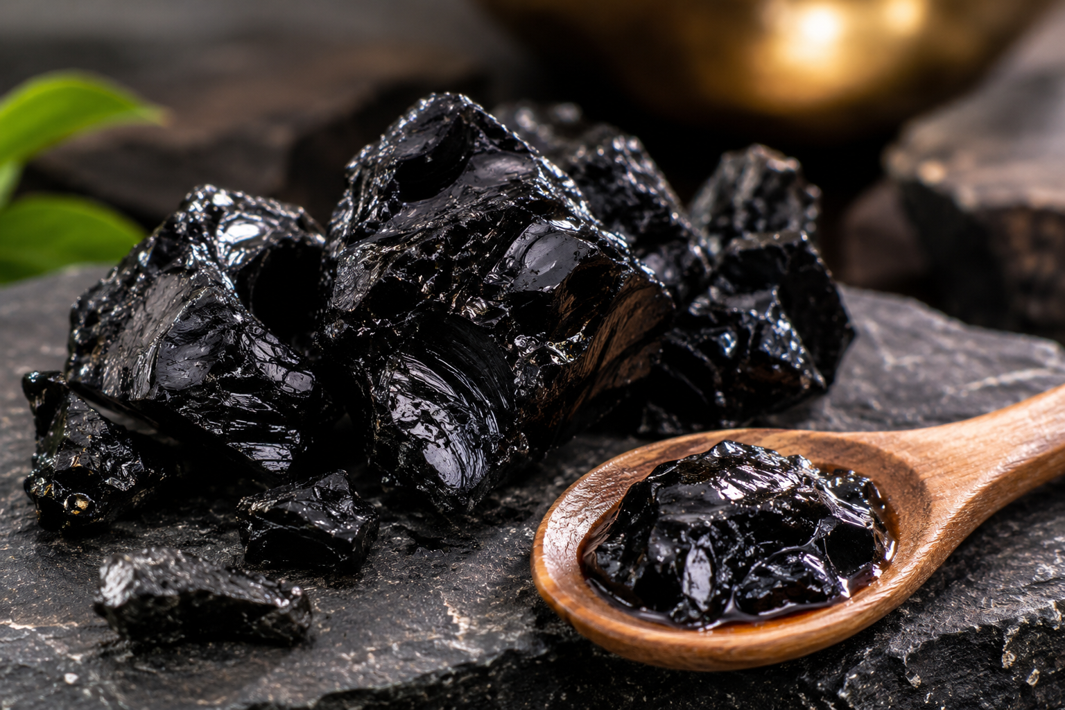 Résine de shilajit pur sur ardoise, qualité