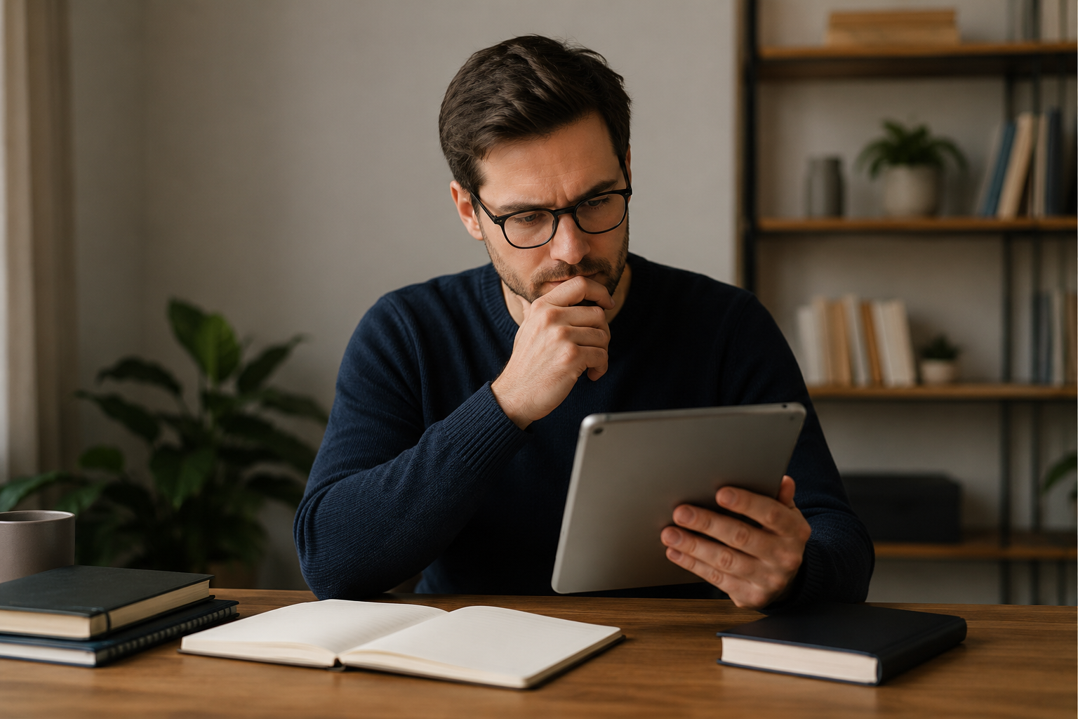 Homme lisant des études scientifiques sur le shilajit