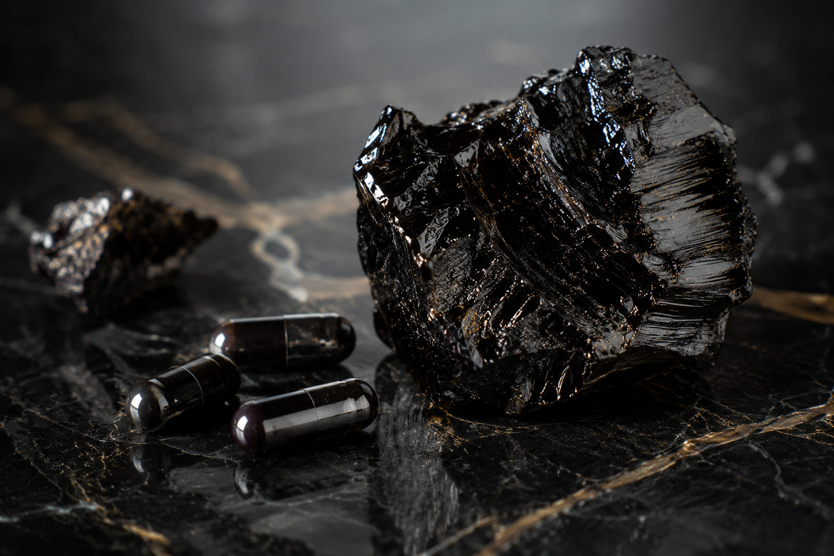 Résine de shilajit premium sur marbre, rapport qualité-prix